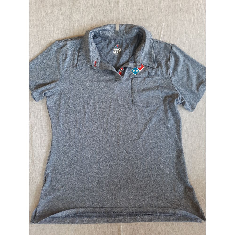 Domino's Gear Men's Medium Art Logo Work Uniform Stretch Polo Shirt Short Sleeve